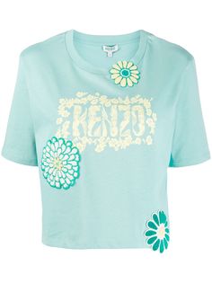 Kenzo футболка с цветочной аппликацией