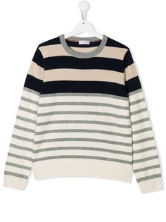 Brunello Cucinelli Kids свитер в полоску с круглым вырезом