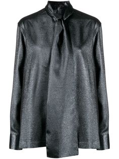Dolce & Gabbana блузка с эффектом металлик и бантом