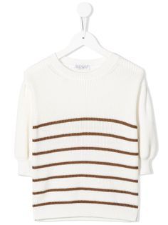Brunello Cucinelli Kids полосатый джемпер с укороченными рукавами