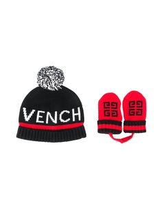 Givenchy Kids комплект из шапки и варежек вязки интарсия с логотипом