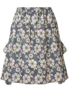 Comme Des Garçons Pre-Owned присборенная юбка с цветочным принтом