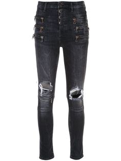 UNRAVEL PROJECT джинсы скинни с молниями и прорезями на коленях