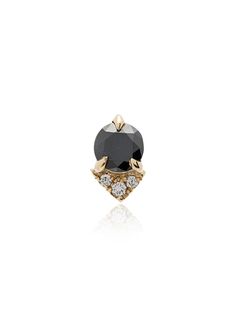 Lizzie Mandler Fine Jewelry Spike stud black diamond and diamond 18K yellow gold single earring