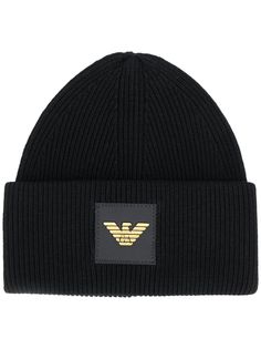 Emporio Armani шапка бини с нашивкой-логотипом
