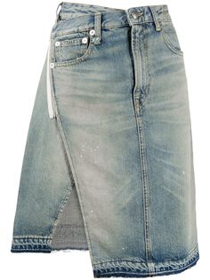 R13 джинсовая юбка асимметричного кроя с запахом