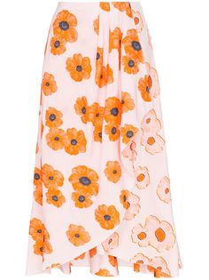 Vika Gazinskaya юбка асимметричного кроя с запахом и цветочным принтом