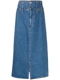 Sandro Paris джинсовая юбка с завышенной талией и заклепками