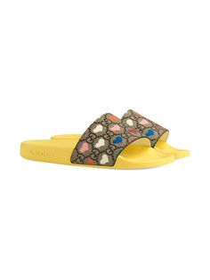 Gucci Kids шлепанцы с узором GG и принтом