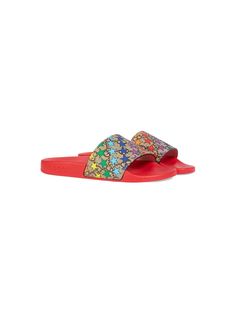 Gucci Kids шлепанцы с радужным узором GG
