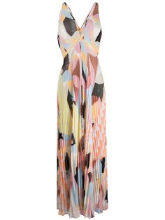 Self-Portrait плиссированное платье макси с V-образным вырезом