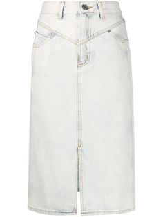 Sandro Paris джинсовая юбка миди с эффектом потертости