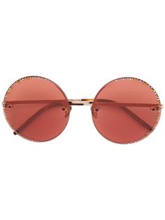 Pomellato Eyewear круглые солнцезащитные очки с отделкой стразами
