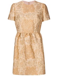 Valentino платье мини с эффектом металлик и цветочным узором
