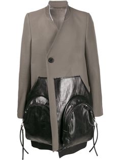 Rick Owens двубортное пальто с контрастными вставками