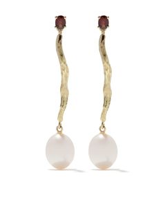 Wouters & Hendrix Gold золотые серьги с гранатом и жемчугом