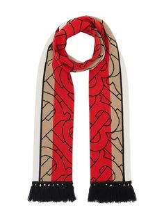 Burberry кашемировый шарф в полоску с монограммой