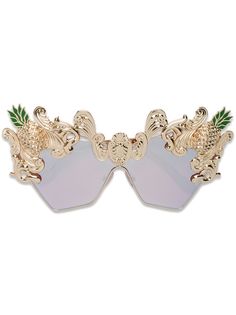 Dolce & Gabbana Eyewear солнцезащитные очки с ананасами в оправе "кошачий глаз"