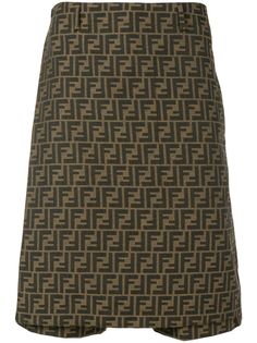 Fendi удлиненная юбка-шорты с узором FF