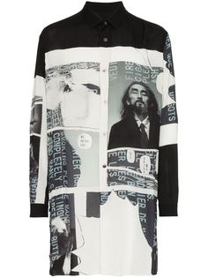 Yohji Yamamoto удлиненная рубашка Yohji с принтом