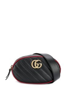 Gucci стеганая поясная сумка с узором GG Marmont