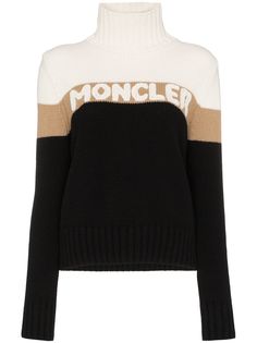 Moncler свитер с логотипом вязки интарсия и высоким воротником