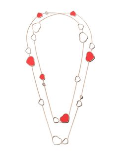 Chopard колье Happy Hearts с красными камнями и бриллиантами