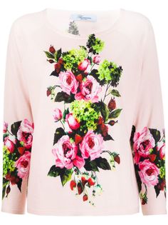 Blumarine топ тонкой вязки с цветочным принтом
