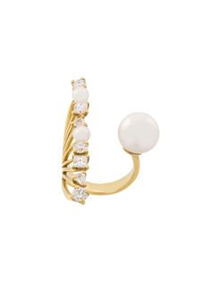Ileana Makri золотое кольцо Diamond Reef с бриллиантами и жемчугом Акойя