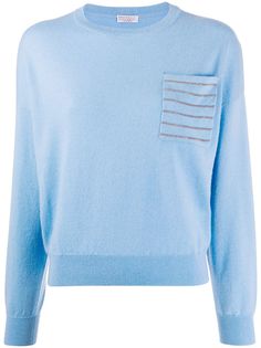 Brunello Cucinelli джемпер с нагрудным карманом в полоску