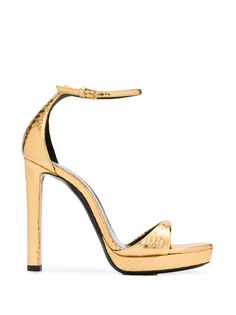 Saint Laurent босоножки с эффектом металлик