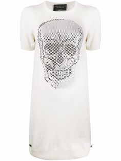 Philipp Plein трикотажное платье с декором Skull