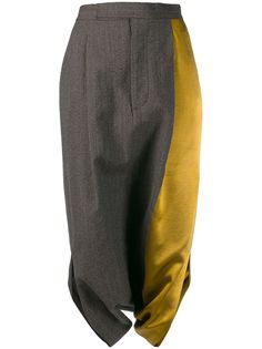 Uma Wang юбка миди в стиле колор-блок со вставками