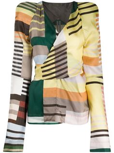 Rick Owens блузка с запахом и принтом Uxmal