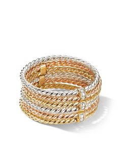 David Yurman золотое кольцо с бриллиантами