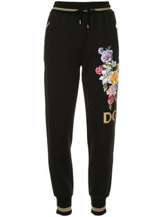 Dolce & Gabbana спортивные брюки с цветочной вышивкой