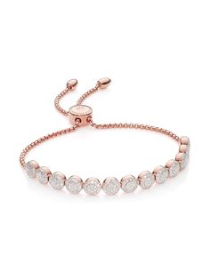 Monica Vinader RP Fiji Mini Button chain bracelet - 13 Beads - Diamond