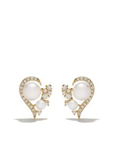 Yoko London золотые серьги-гвоздики Trend с жемчугом и бриллиантами