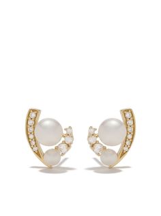 Yoko London золотые серьги-гвоздики Trend с жемчугом и бриллиантами