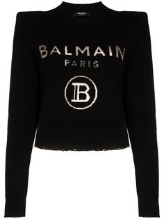 Balmain вязаный джемпер с логотипом