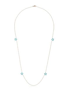 Rosa de la Cruz 18k gold necklace with turquoise stars