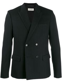Saint Laurent двубортный пиджак в тонкую полоску