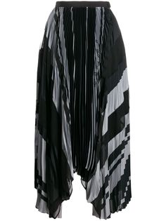 Sacai плиссированная юбка в полоску