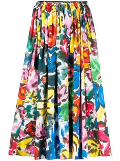 Marni юбка миди с принтом и складками