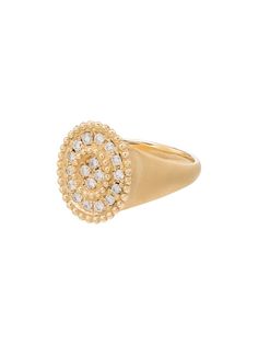 Kimai золотое кольцо-печатка с бриллиантами