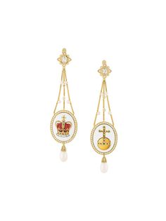 Axenoff Jewellery длинные серьги с изображением короны и державы