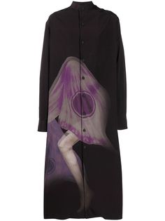 Yohji Yamamoto пальто с абстрактным принтом