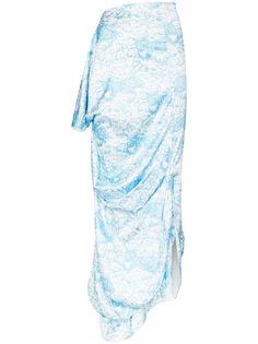 yuhan wang юбка миди с драпировкой и принтом