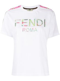Fendi футболка с цветочным принтом и логотипом