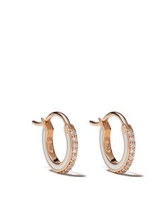 Raphaele Canot маленькие серьги-кольца Skinny Deco из розового золота с бриллиантами и эмалью